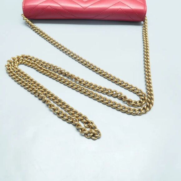 100% Authentic GUCCI GG Marmont Red Leather Shoulder Bag 760-11624 - Picture 9 of 12